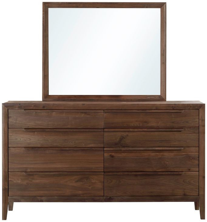 Ralston Dark Amber 8 Drawer Dresser and Rectangular Mirror