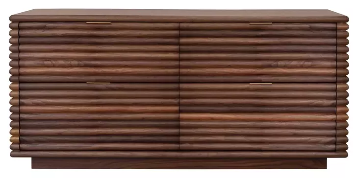 Ranger Matte Walnut 4 Drawer Reeded Accent Chest
