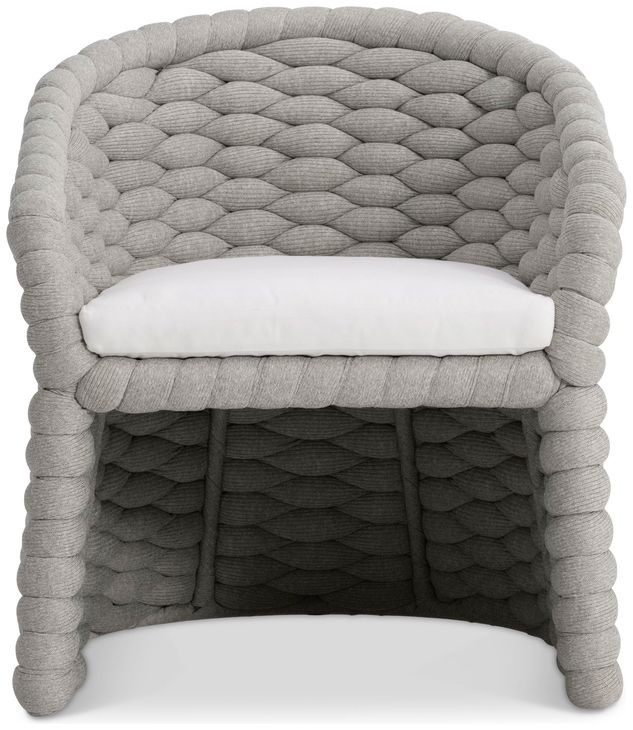 Salinas Nordic Gray and White Performance Fabric Outdoor Arm Chair
