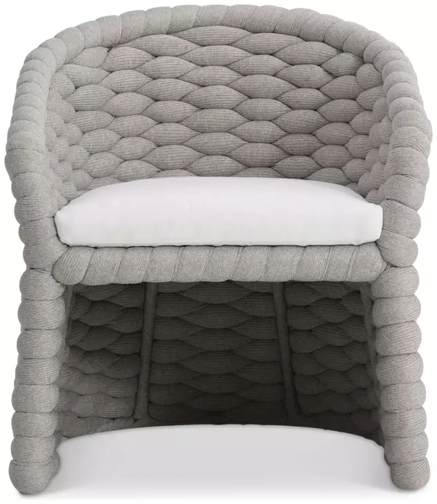 Salinas Nordic Gray and White Performance Fabric Outdoor Arm Chair
