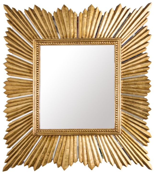 Raymond Gold Leaf Sunburst Rectangular Wall Mirror