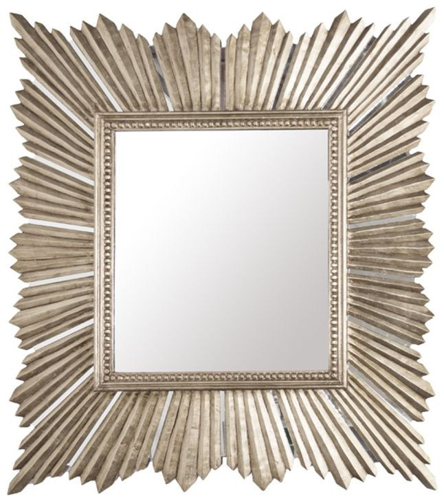 Raymond Silver Leaf Sunburst Rectangular Wall Mirror