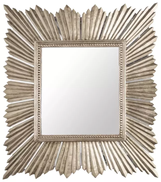 Raymond Silver Leaf Sunburst Rectangular Wall Mirror