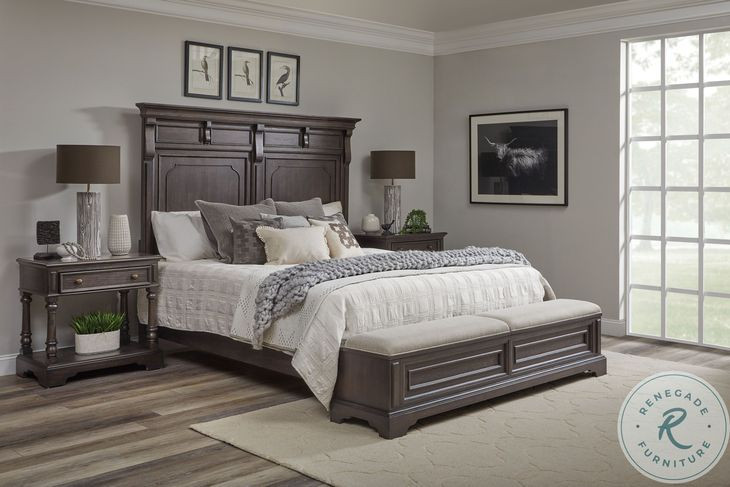 Hickory Creek Brown Velvet California King Storage Panel Bed