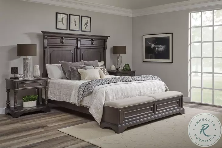Hickory Creek Brown Velvet King Panel Bed