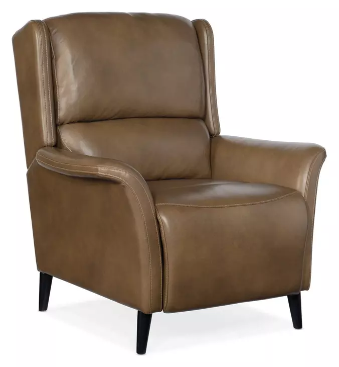 Deacon Rogue Walnut Leather Power Recliner With Power Headrest