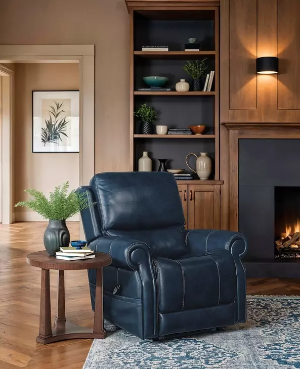 Eisley Sorrento Night Seas Leather Lift Power Recliner With Power Headrest And Lumbar