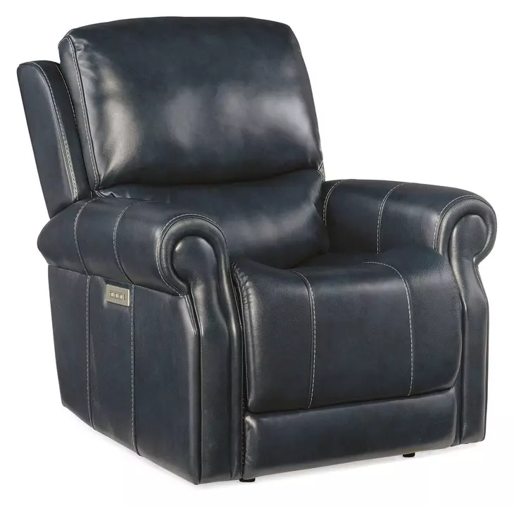 Eisley Sorrento Night Seas Leather Power Recliner With Power Headrest and Lumbar