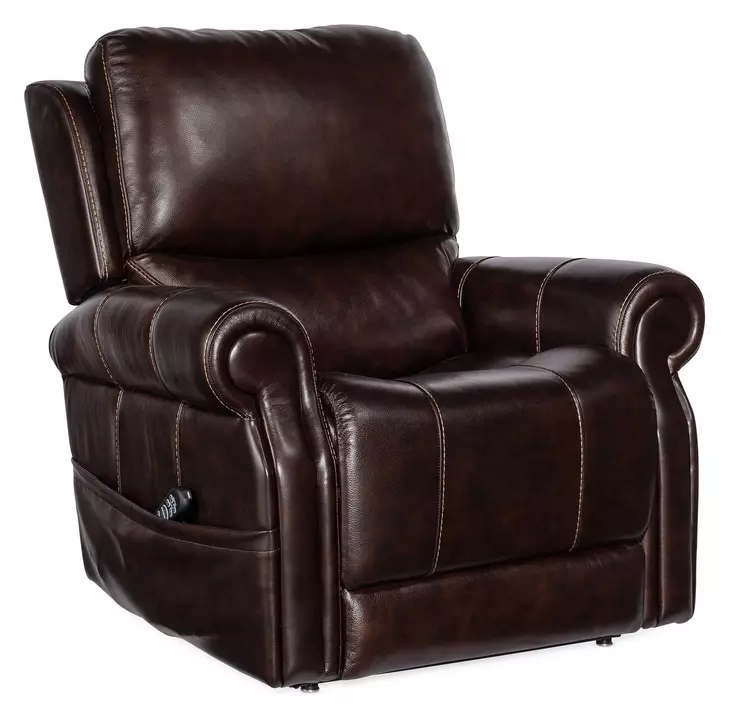 Eisley Maddison Walnut Leather Lift Power Recliner With Power Headrest And Lumbar