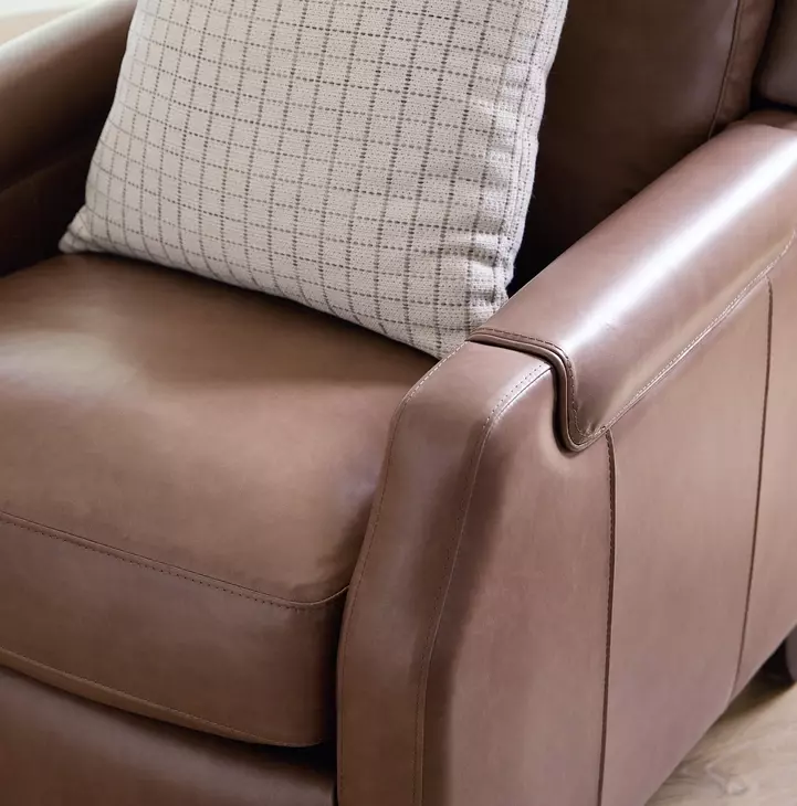 Nelson Light Mocha Leather Power Recliner with Power Headrest