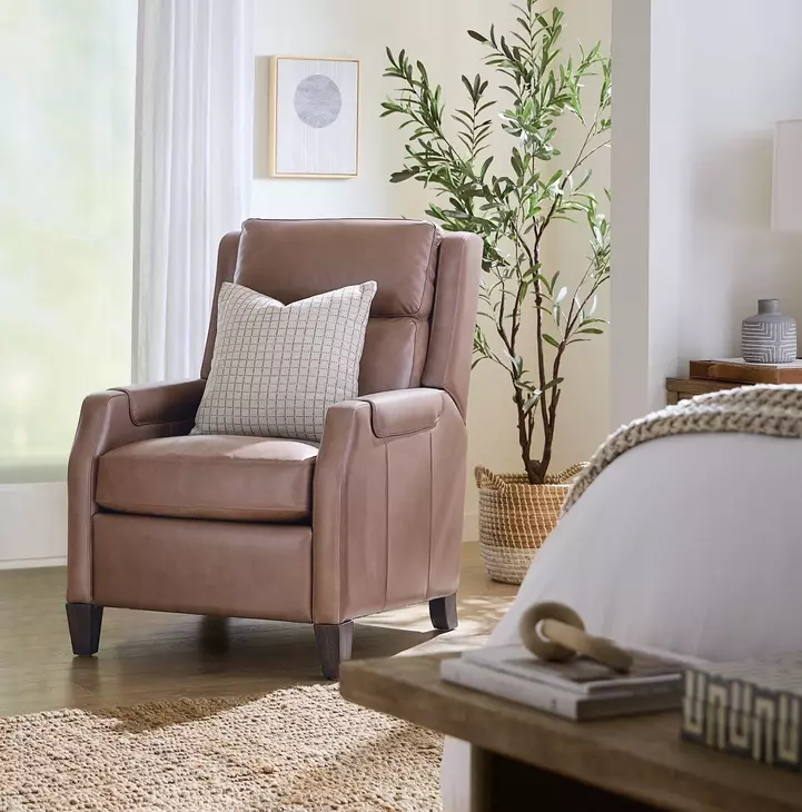 Nelson Light Mocha Leather Power Recliner with Power Headrest