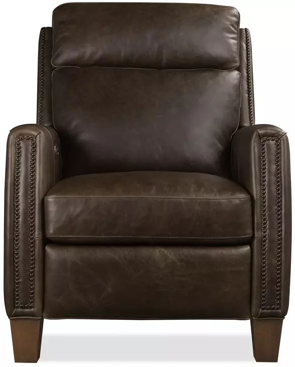 Jacklyn Brown Power Recliner with USB Charging and Nailhead Trim