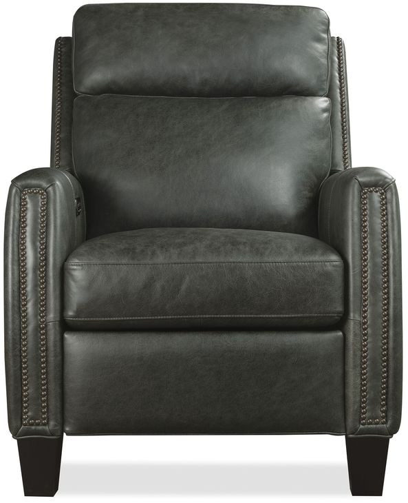 Jacklyn Gray Power Recliner with USB Charging and Nailhead Trim