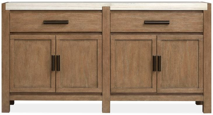 Foxrun Hollow Sierra Brown and White 4 Door Marble Top Sideboard