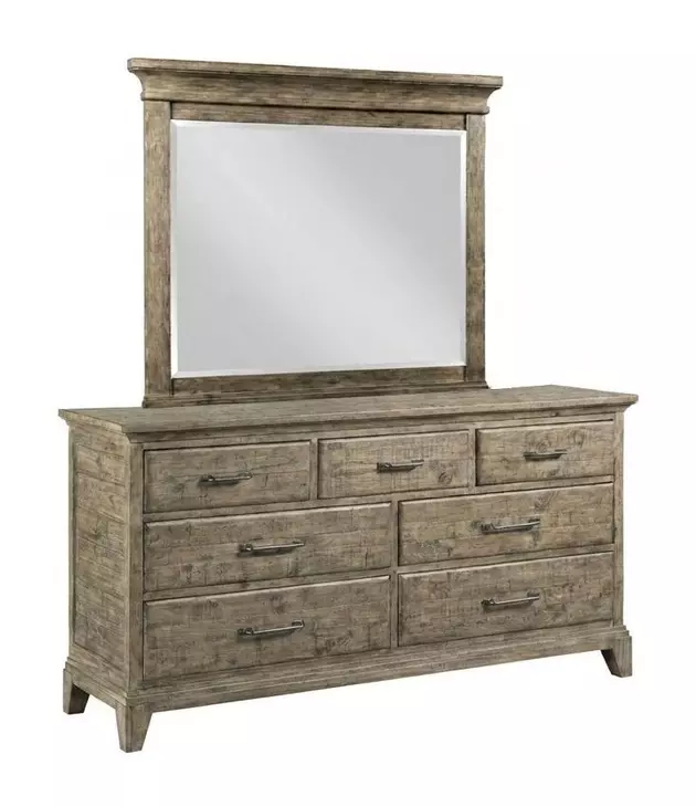 Heritage Timber Sandstone 7 Drawer Farmstead Dresser with Rectangular Mirror