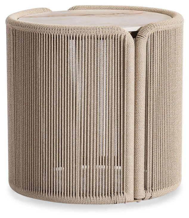 Trellis Brown and Beige Round Outdoor Side Table