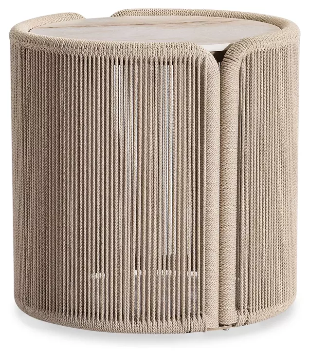 Trellis Brown and Beige Round Outdoor Side Table