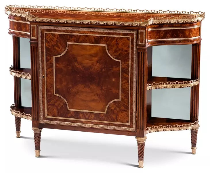 Replica Ramsey Mahogany and Gold 1 Door Mirrored Parisian Chiffonier Decorative Accent Chest