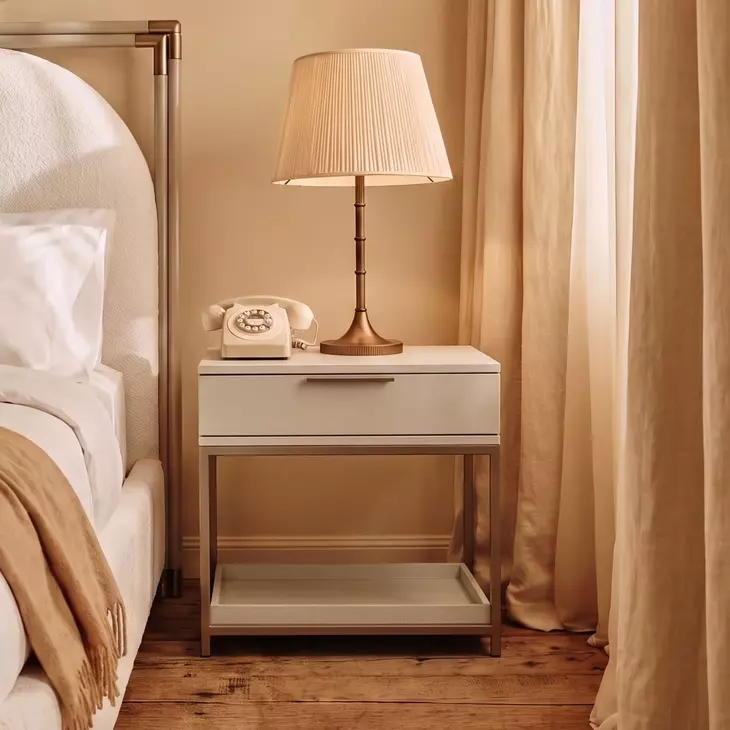 Saharaine Champagne Gold And Cream Nightstand