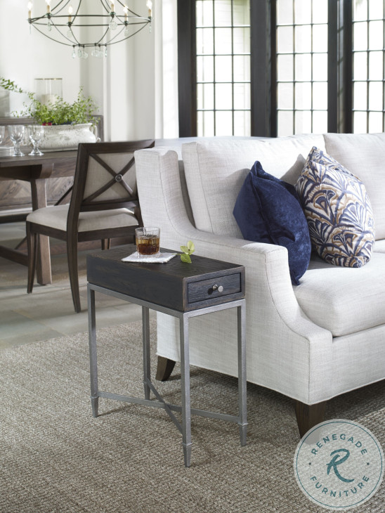 Charles Black Rustic And Pewter Chairside Table