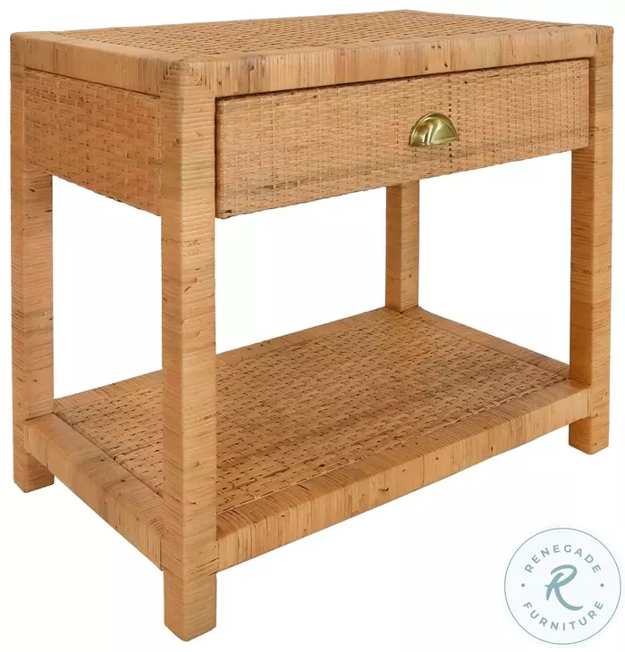 Reed Rattan 1 Drawer End Table