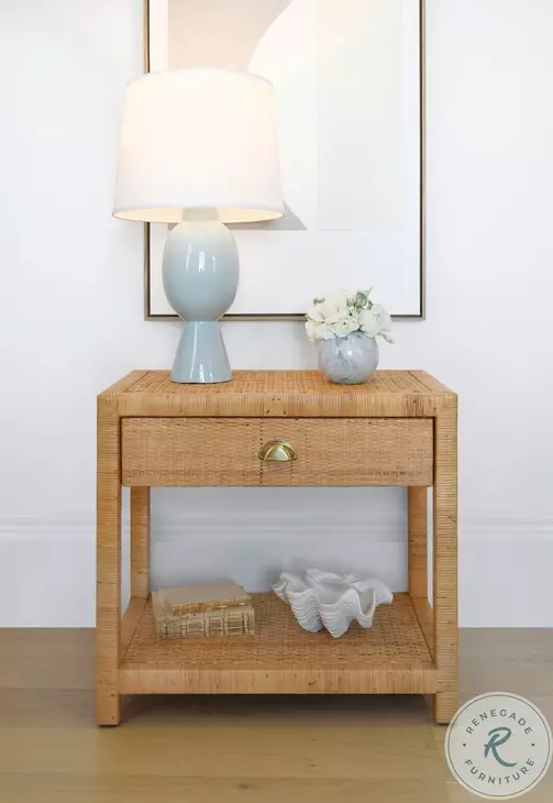 Reed Rattan 1 Drawer End Table