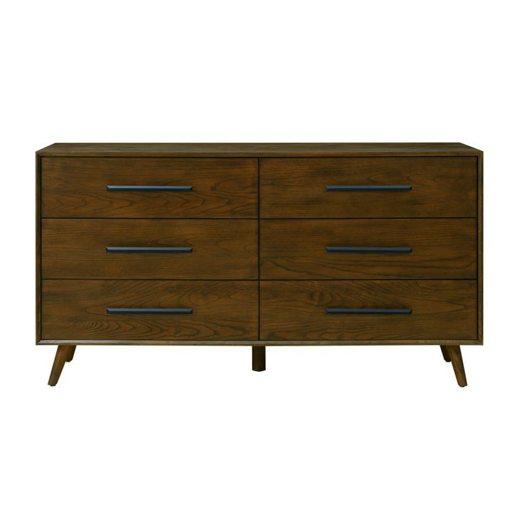 Emery Walnut 6 Drawer Dresser