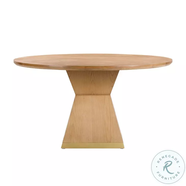 ★mi★ColemanNaturalWoodRollTable 90 Chelsea Natural Oak Wood Round Dining Table From TOV