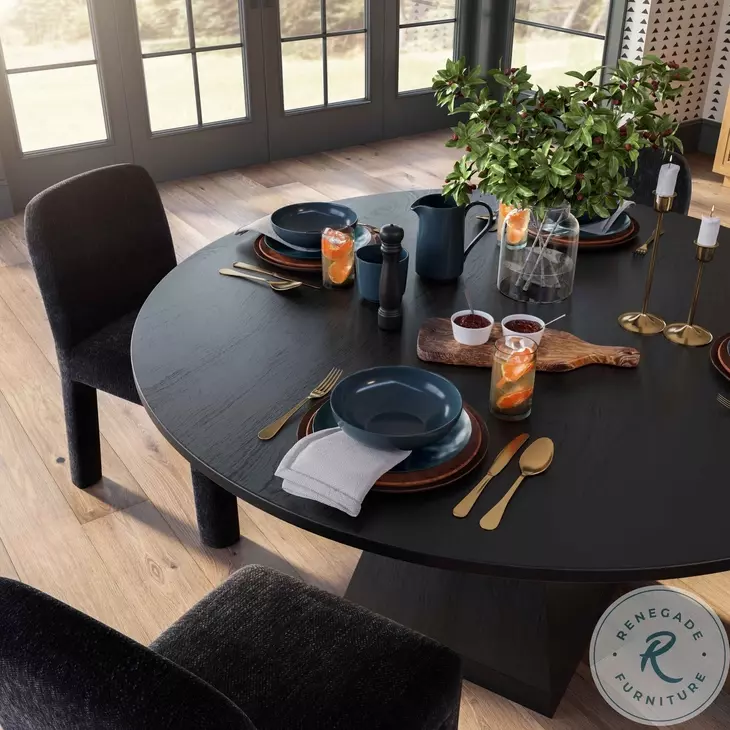 Nolan Black Wood 56" Round Dining Table