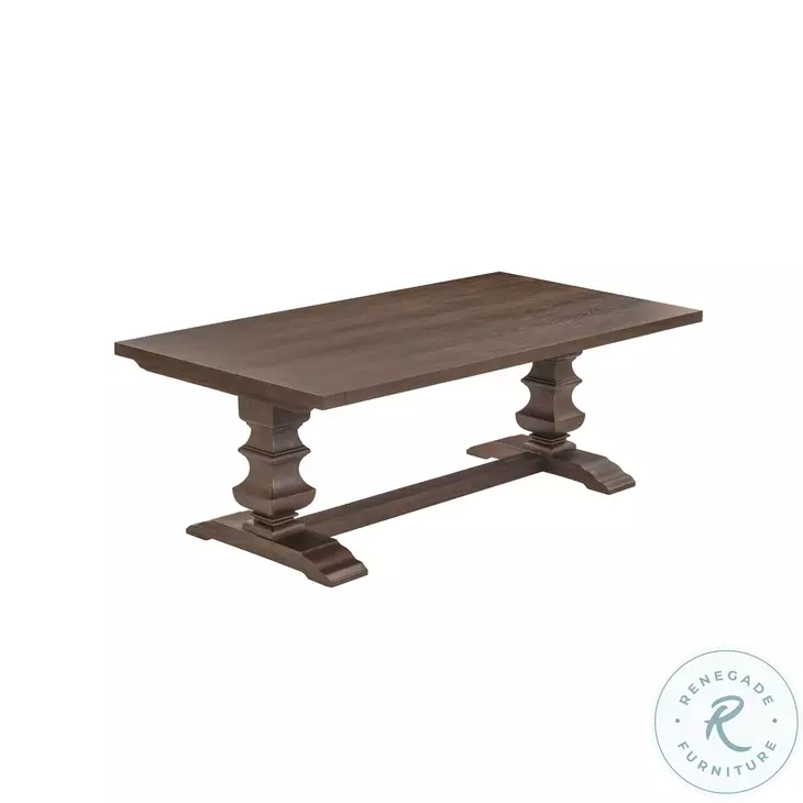 Emerson Dark Brown Wood Extendable Trestle Dining Table
