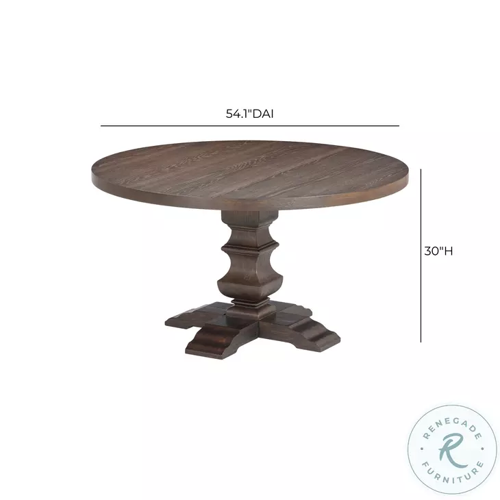 Emerson Dark Brown Wood Round Dining Table