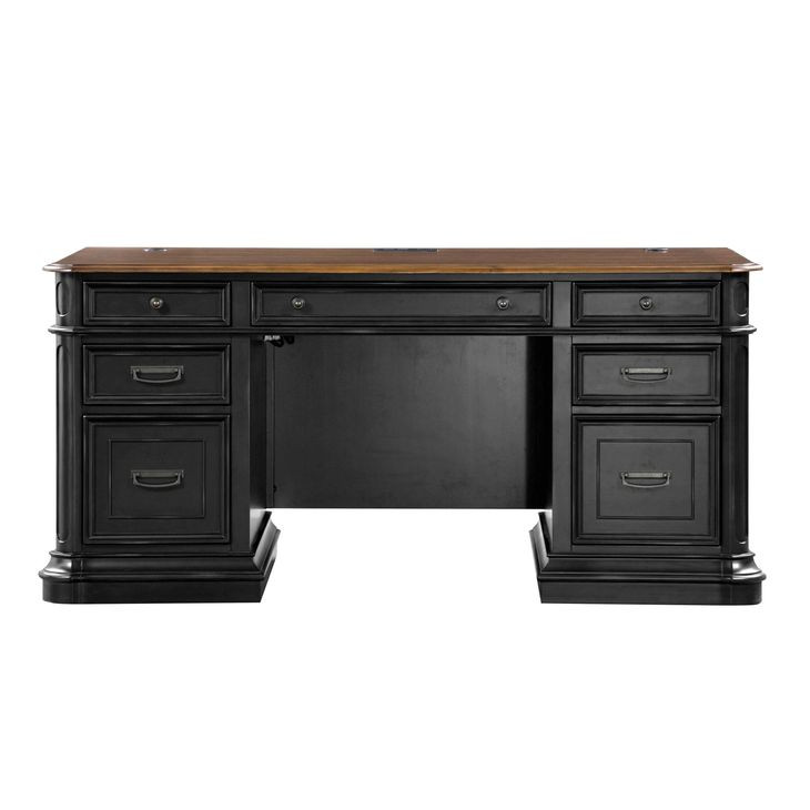 Roanoke Black Credenza Home Office Set