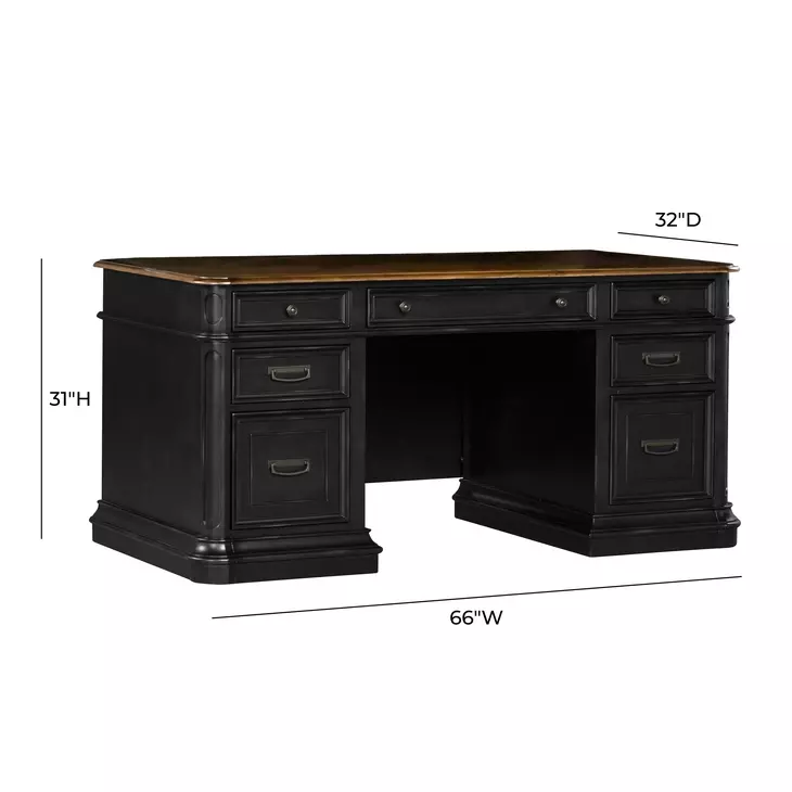 Roanoke Black 66" Executive Desk