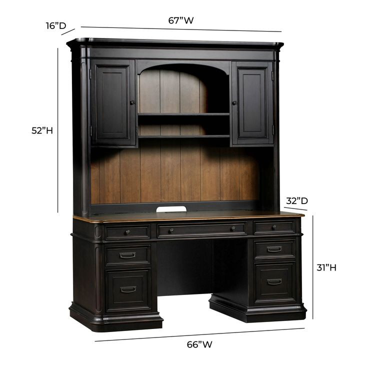 Roanoke Distressed Black Credenza With Hutch