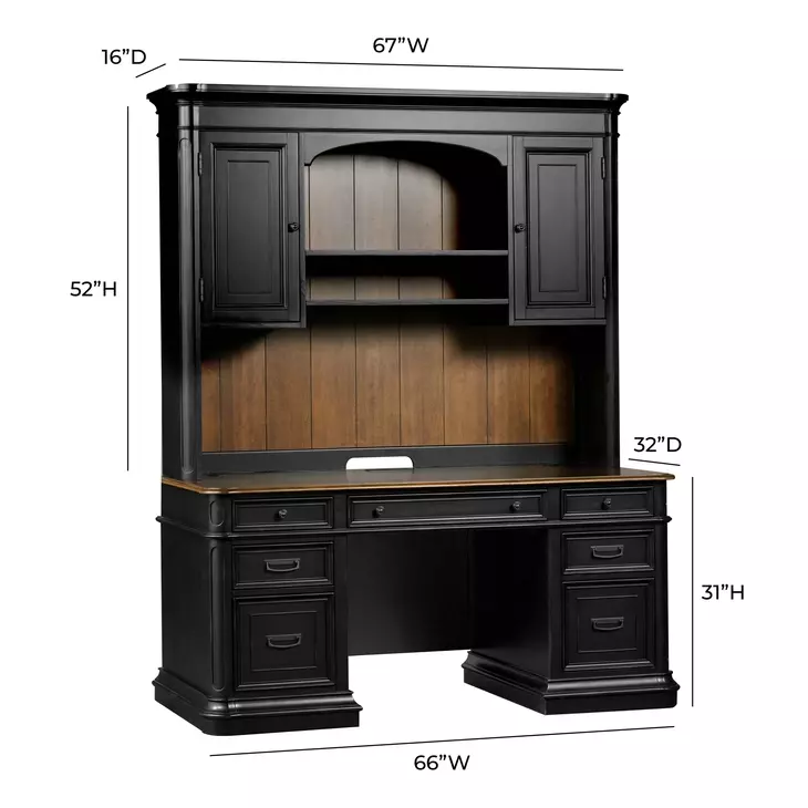 Roanoke Black Credenza With Hutch