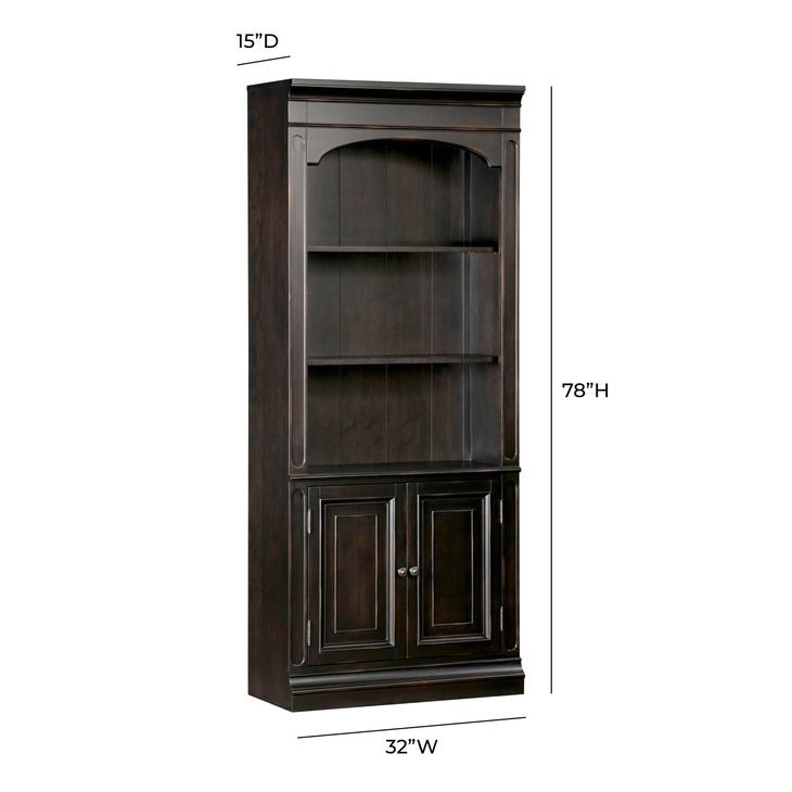 Roanoke Distressed Black Bookcase