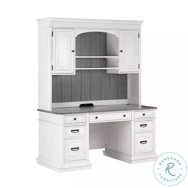 Roanoke White L-Shaped Home Office Set | H362-50-55