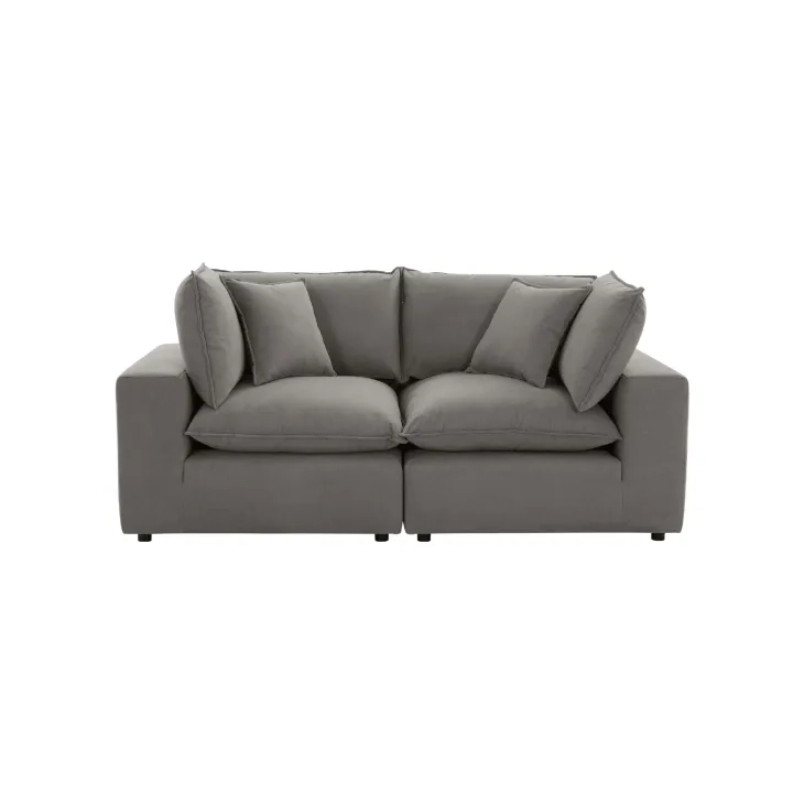Cali Slate Performance Fabric Modular 80" Loveseat