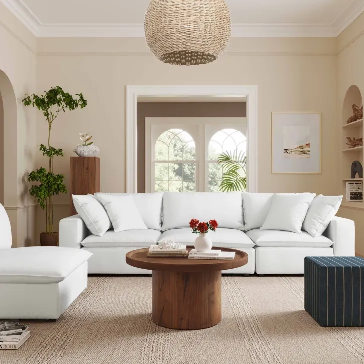 Cali Pearl Performance Fabric Modular 120" Sofa