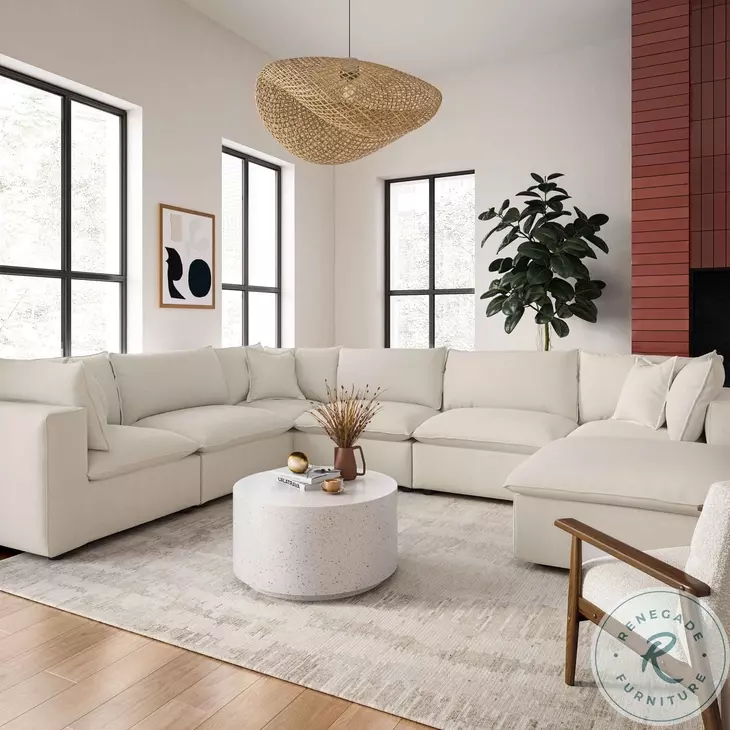 Cali Natural Performance Fabric Ottoman