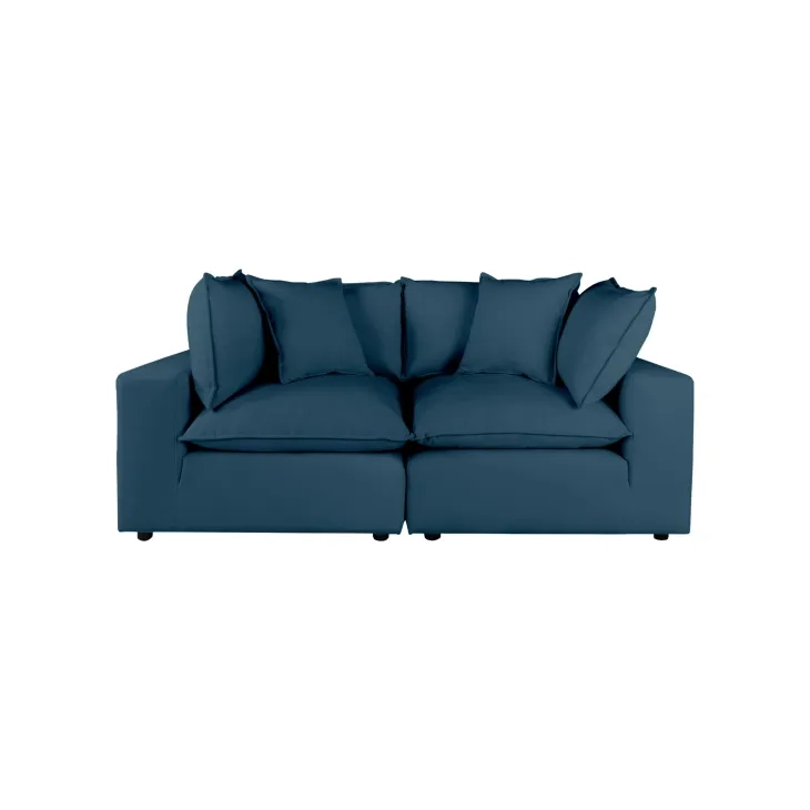Cali Navy Performance Fabric Modular 80" Loveseat