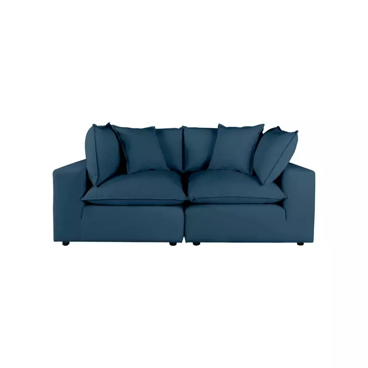 Cali Navy Performance Fabric Modular 80" Loveseat