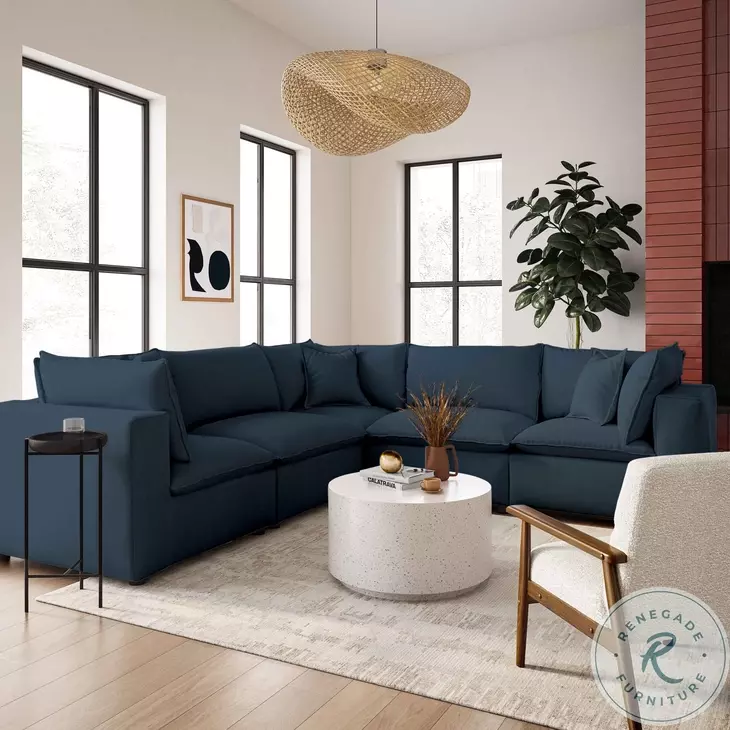 Cali Navy Performance Fabric Modular L-Sectional
