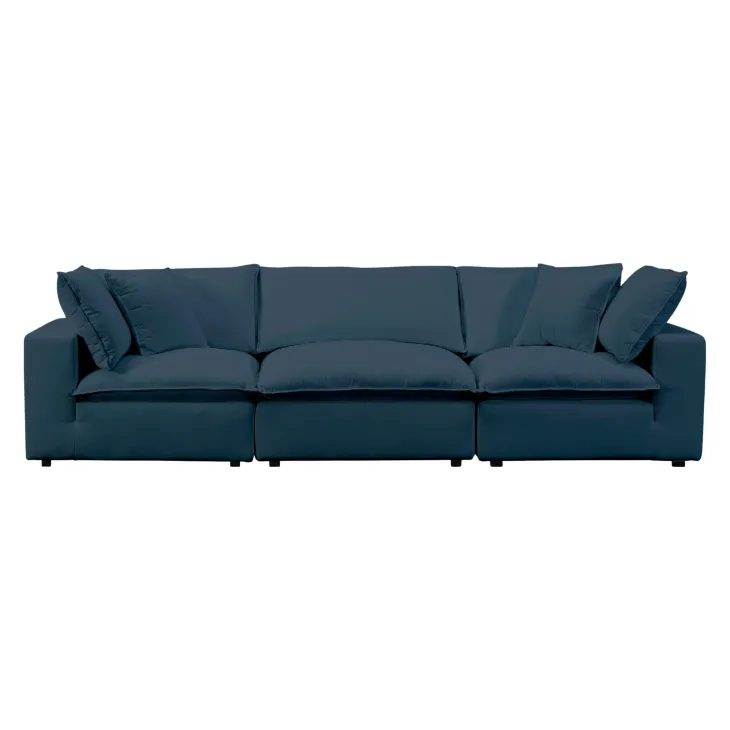 Cali Navy Performance Fabric Modular 120" Sofa