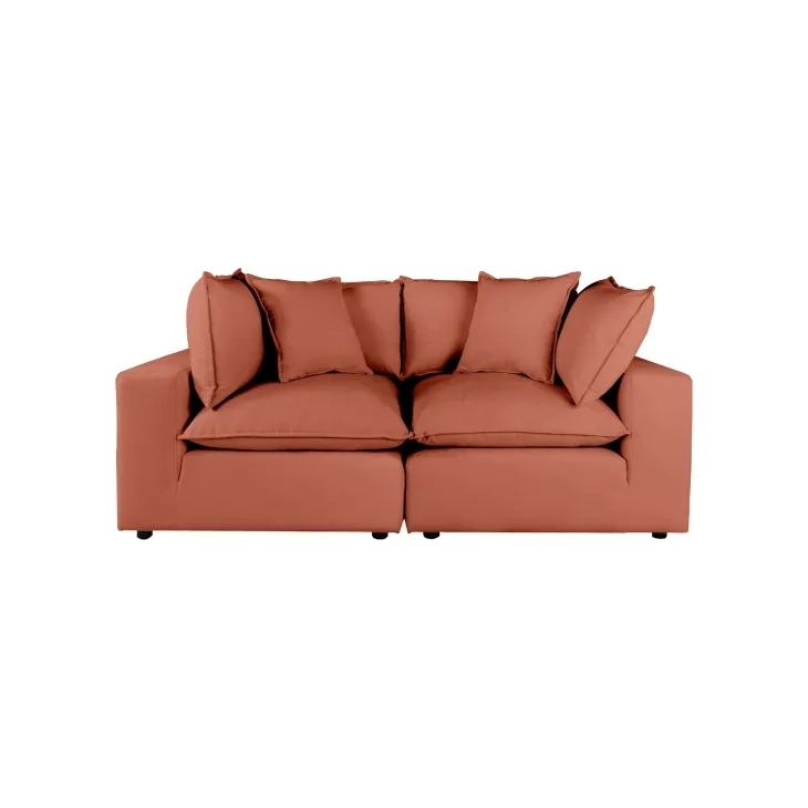 Cali Rust Performance Fabric Modular 80" Loveseat