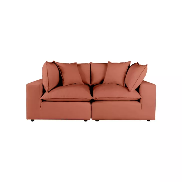 Cali Rust Performance Fabric Modular 80" Loveseat