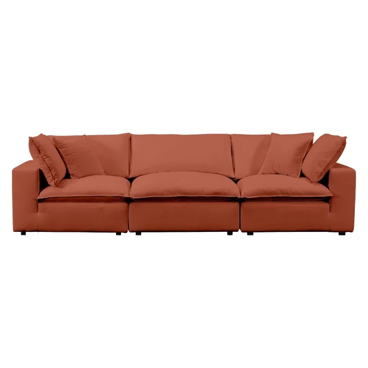 Cali Rust Performance Fabric Modular 120" Sofa