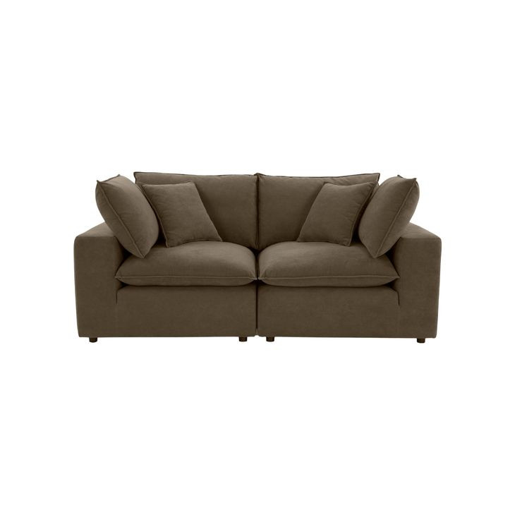 Cali Chocolate Brown Performance Velvet Modular Loveseat