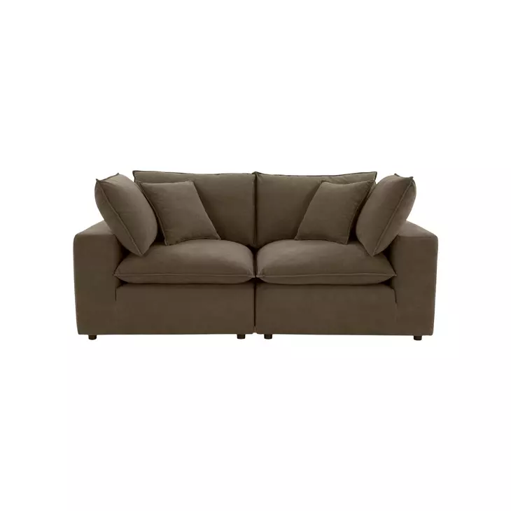 Cali Chocolate Brown Performance Velvet Modular 80" Loveseat