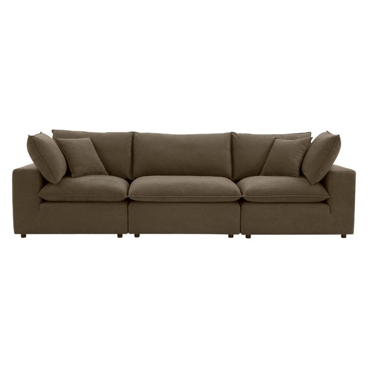 Cali Chocolate Brown Performance Velvet Modular 120" Sofa